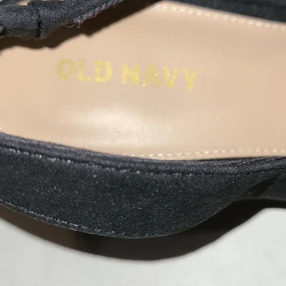 Old Navy black Size 7 ultra-suede sling back Block low heel pumps NEW - Picture 6 of 9